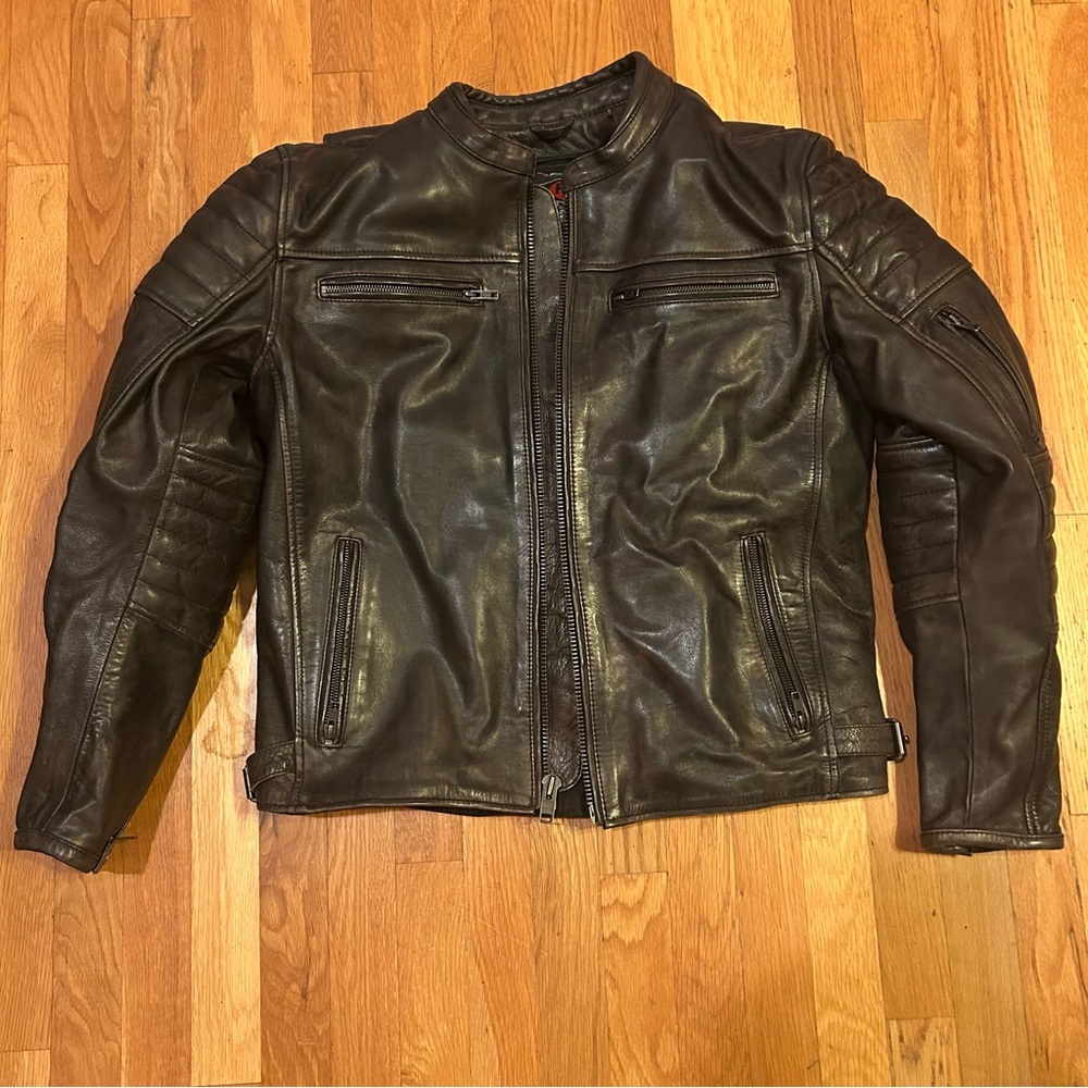 First Manufacturing Leather Motorcycle Jacket Size M